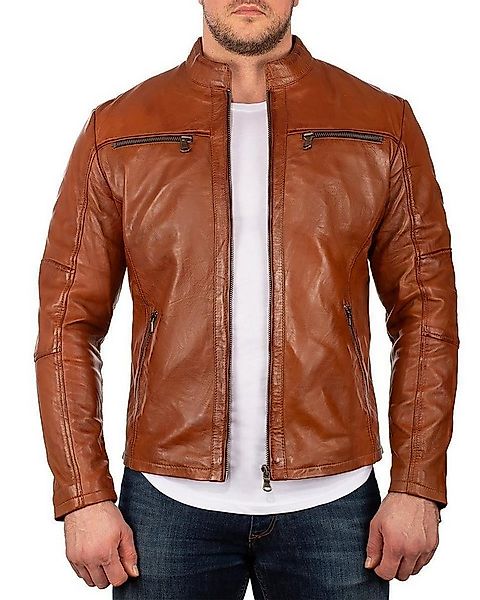 Reichstadt Lederjacke Herren Regular Fit Bikerjacke Silver Zipper 20RS20LUX günstig online kaufen