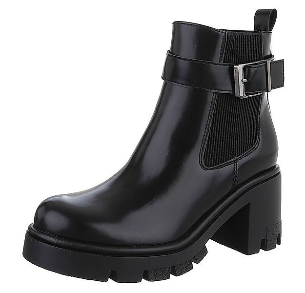 Ital-Design Elegante Chelsea Boots mit Blockabsatz für Damen Plateaustiefel günstig online kaufen