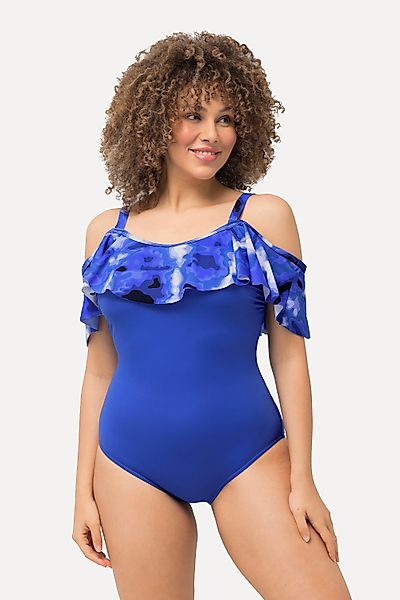 Ulla Popken Badeanzug Badeanzug Volant Batikdruck günstig online kaufen