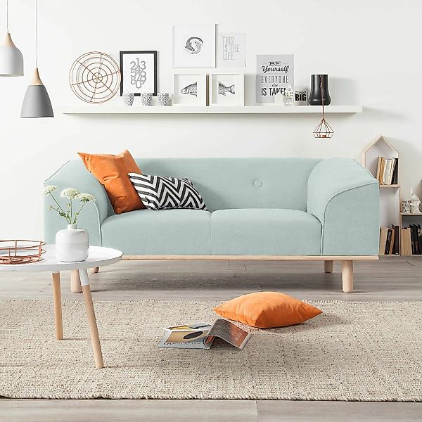 home24 Mørteens Sofa Aya 2-Sitzer Stahlblau Webstoff 180x72x90 cm (BxHxT) S günstig online kaufen