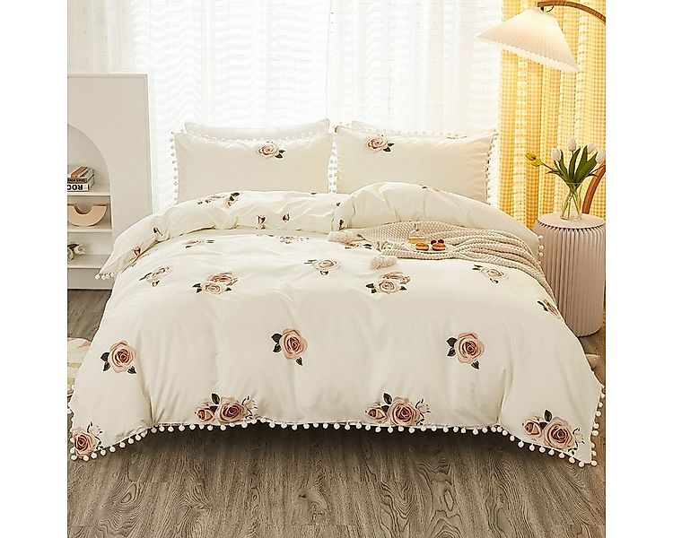 BYSURE Bettwäsche Blumen Muster, Bunt Microfaser Bettbezug, Polyester, 3 te günstig online kaufen
