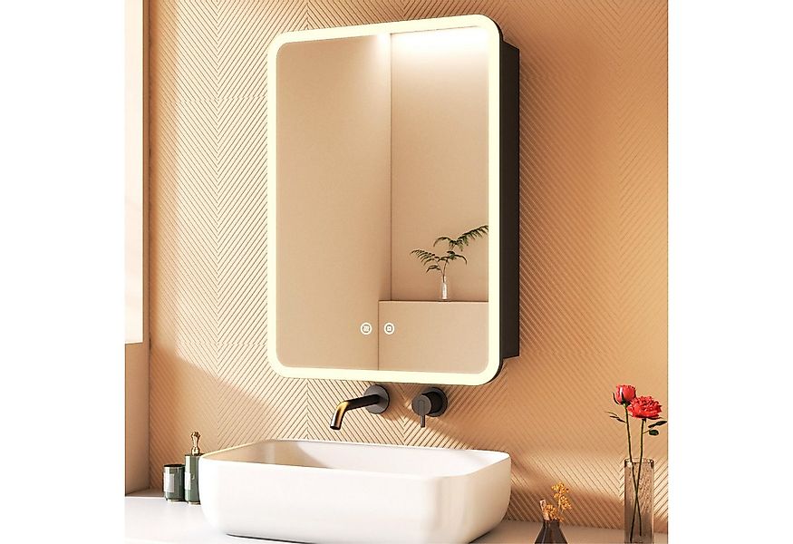 WDWRITTI Spiegelschrank Bad Alu 50x70cm Badezimmerspiegelschrank mit LED Be günstig online kaufen