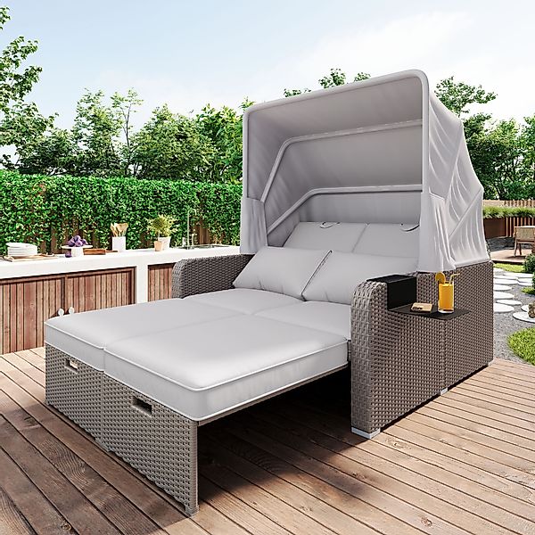 XDOVET Gartenlounge-Set Polyrattan Strandkorb Gartenliege für günstig online kaufen