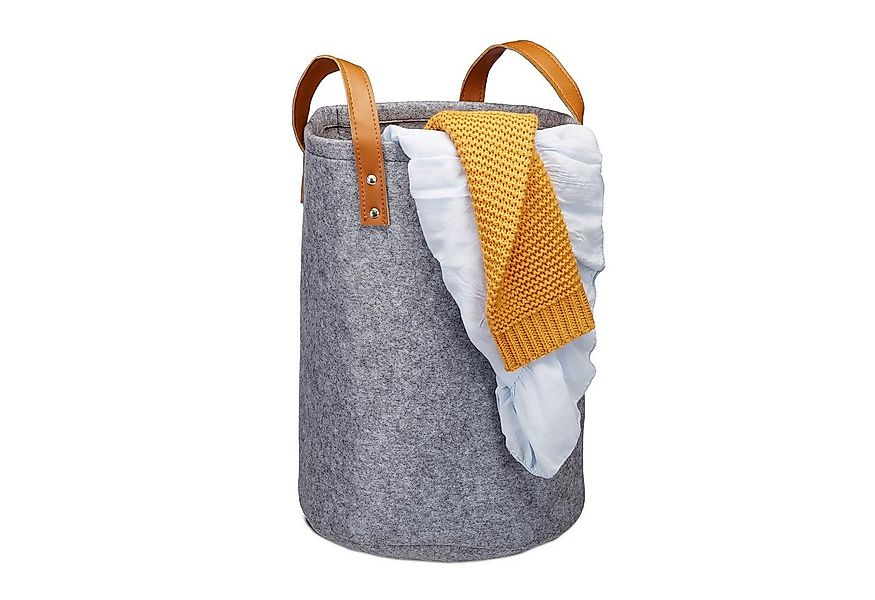relaxdays Wäschekorb Filz tragbar, Anthrazit günstig online kaufen