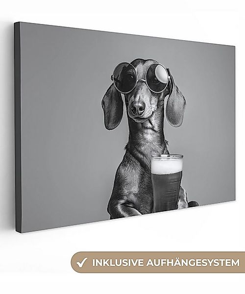 OneMillionCanvasses® Leinwandbild Dackel - Bier - Gläser - Gläser, Fotodruc günstig online kaufen