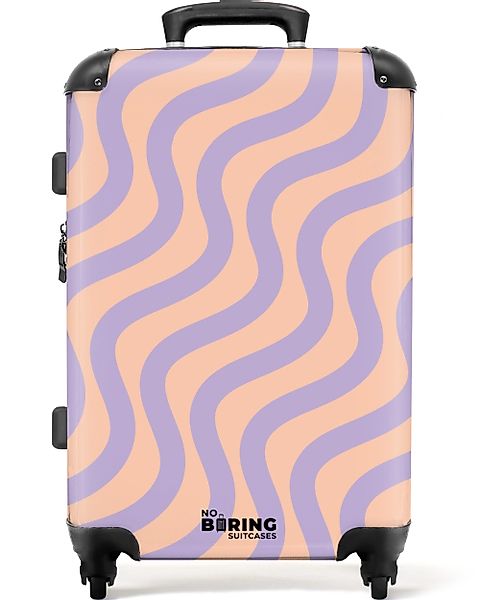 NoBoringSuitcases.com© Hartschalen-Trolley Rosa mit lila Wellenlinien günstig online kaufen