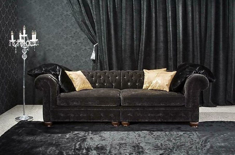 JVmoebel Chesterfield-Sofa Couch Polster Sofas Klassische Leder Textil Sofa günstig online kaufen