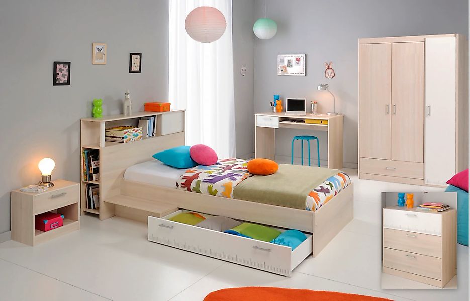 Parisot Jugendzimmer-Set "Charly" Bett, Anstellregal, Nachttisch, Kleidersc günstig online kaufen