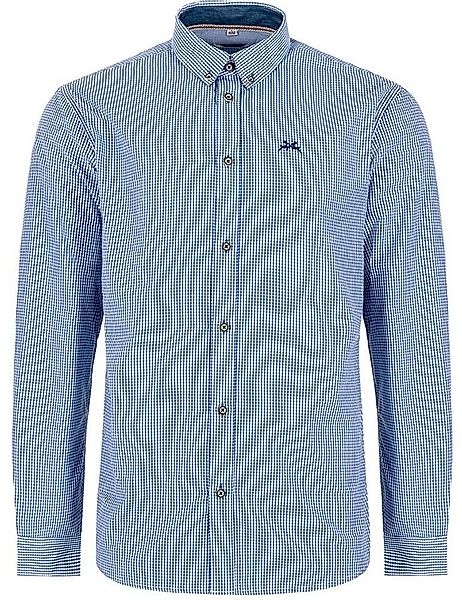 Maddox Trachtenhemd Kariertes Herrenhemd mit Hirsch Stickerei, Navy B günstig online kaufen