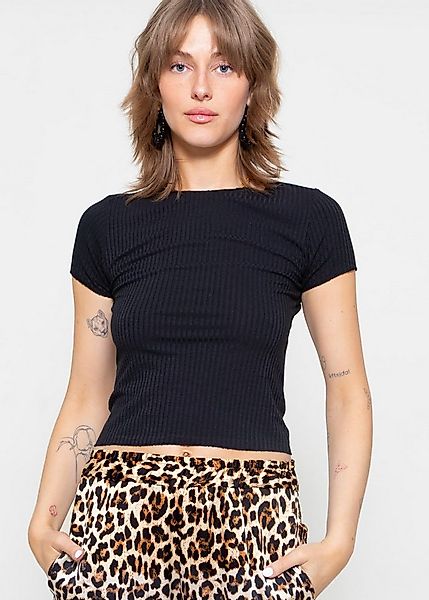 SASSYCLASSY Kurzarmshirt Geripptes T-Shirt Damen mit Rundhalsausschnitt Fig günstig online kaufen