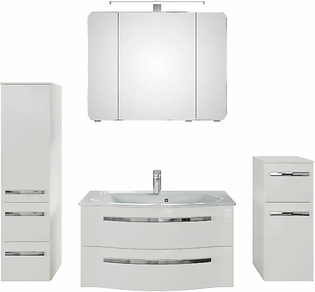Saphir Badmöbel-Set "Serie 4005, vormontiert, Glaswaschbecken, Spiegelschra günstig online kaufen
