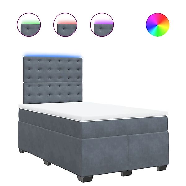 vidaXL Boxspringbett mit Matratze Dunkelgrau 120x200 cm Samt 3293195 günstig online kaufen