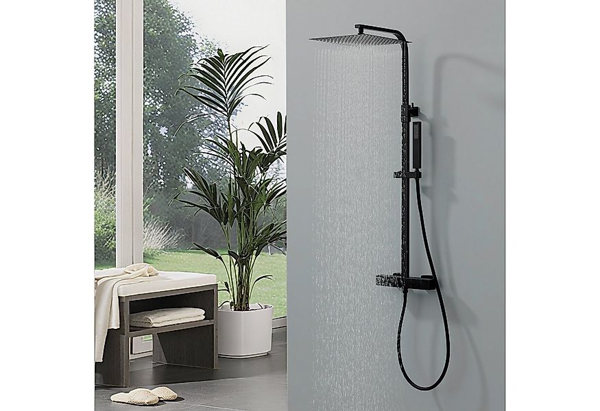 HOMELODY Duschsystem Schwarz Regendusche mit Thermostat Duschsystem Duschsä günstig online kaufen
