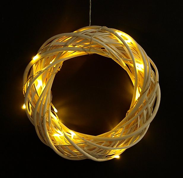 DEGAMO Dekokranz Weidenkranz 35cm weiß, 20 LED warmweiss, Batteriebetrieb günstig online kaufen