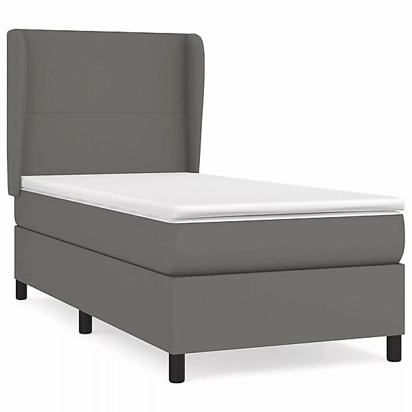 vidaXL Boxspringbett mit Matratze Grau 80x200 cm Kunstleder1466209 günstig online kaufen