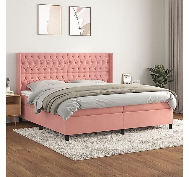 vidaXL Boxspringbett Boxspringbett mit Matratze Rosa 200x200 cm Samt Bett B günstig online kaufen