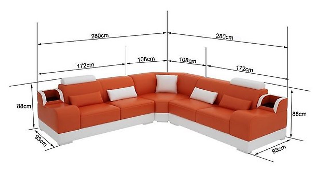 Xlmoebel Ecksofa Wohnlandschaft in L-Form mit Designer-Touch und Ledergarni günstig online kaufen