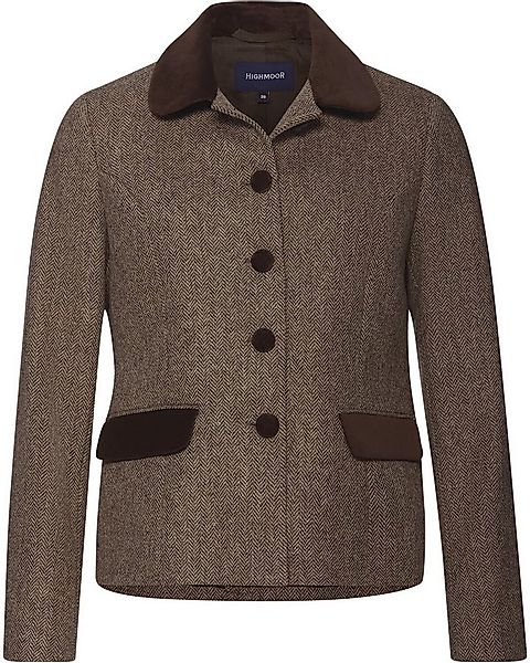Highmoor Outdoorjacke Fischgrat-Jacke mit Samtdetails günstig online kaufen