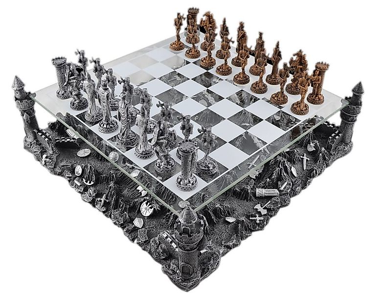 Vogler Dekofigur Hochwertiges Zinn Schachspiel Ritter 39 x 39 cm Edles Scha günstig online kaufen