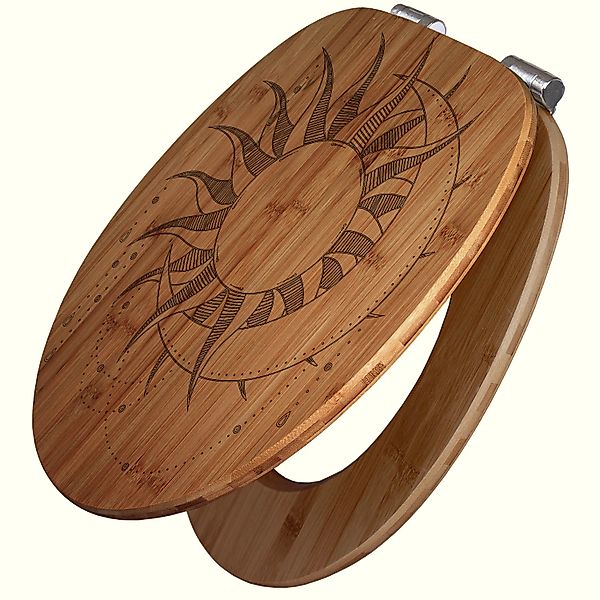 Banjado WC Sitz Bambus Holz Mit Gravur Toilettendeckel Mit Absenkautomatik günstig online kaufen