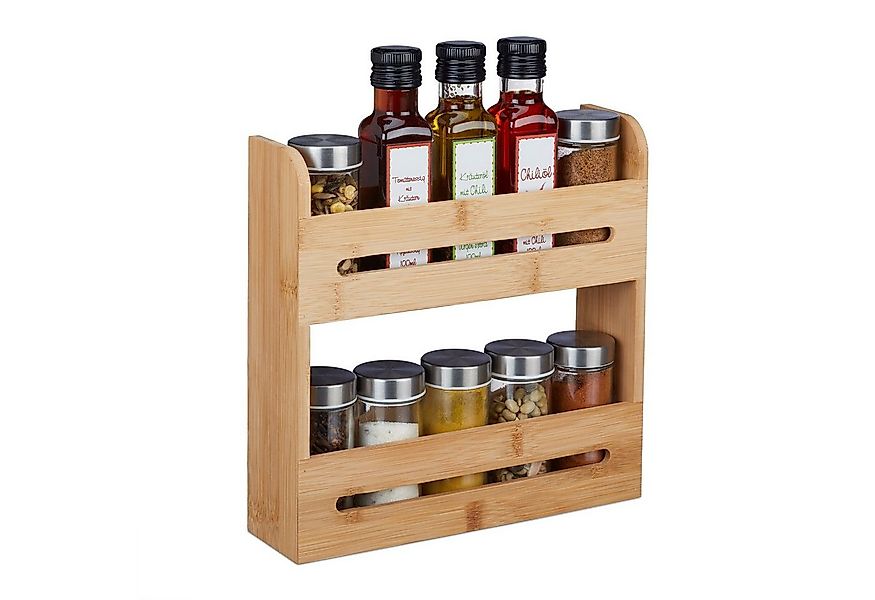 relaxdays Gewürzregal Bambus Gewürzregal mit 2 Etagen günstig online kaufen