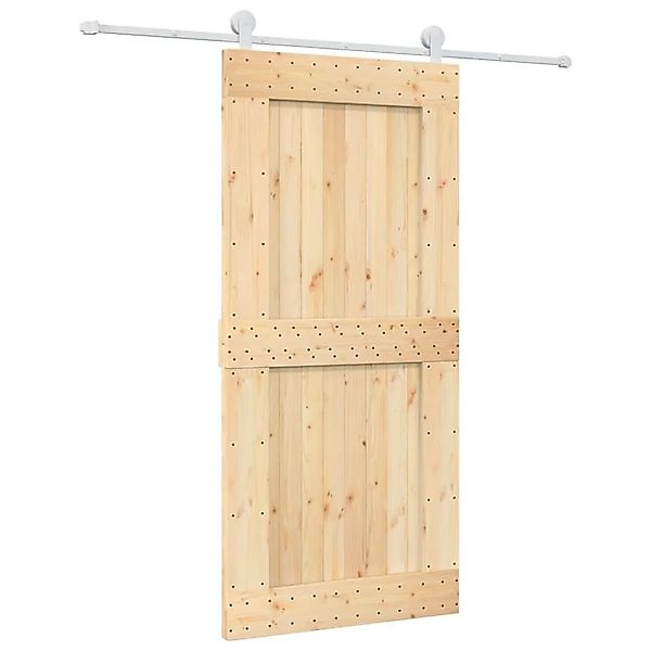 vidaXL Schiebetür mit Beschlag 95x210 cm Massivholz Kiefer 3203114 günstig online kaufen
