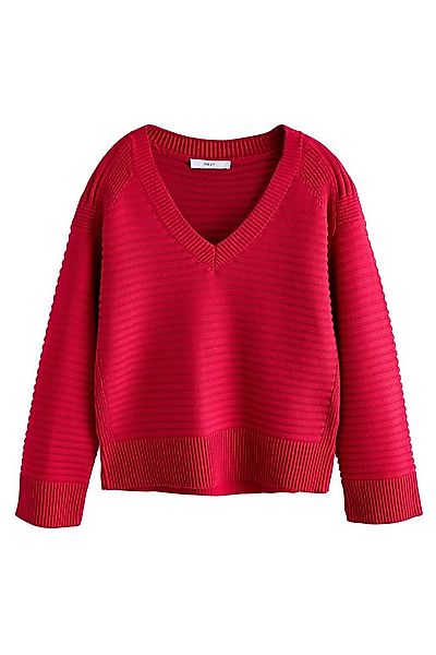 Next V-Ausschnitt-Pullover Gerippter Strickpullover mit V-Ausschnitt (1-tlg günstig online kaufen