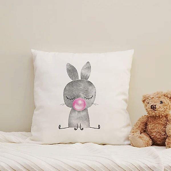 queence Dekokissen »Hase mit Kaugummi«, Kissenhülle mit HD Premium Druck, g günstig online kaufen