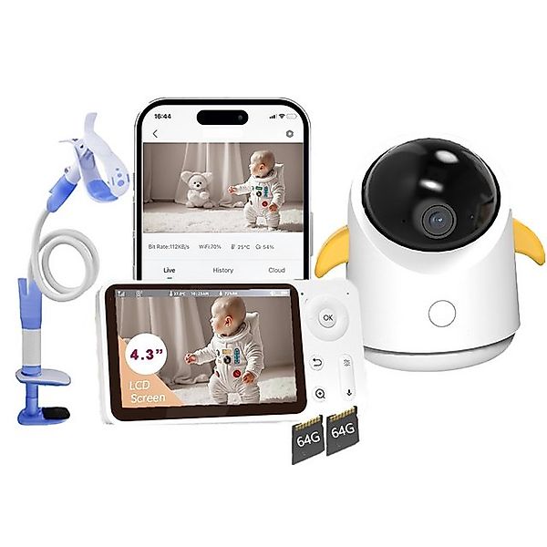 Boifun Video-Babyphone 4,3 Zoll Babyphone mit Kamera 1080P& 4X Zoom IR Nach günstig online kaufen