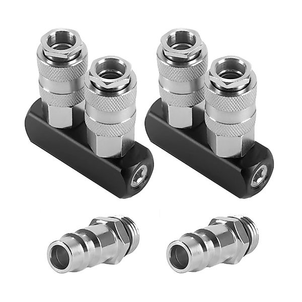 STAHLWERK 2 Fach Druckluft Verteiler bis 35 Bar Schnellkupplung Viertel Zol günstig online kaufen