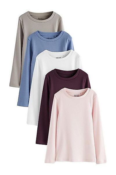 Next Langarmshirt Langärmelige Rippen-Tops im 5er-Pack günstig online kaufen