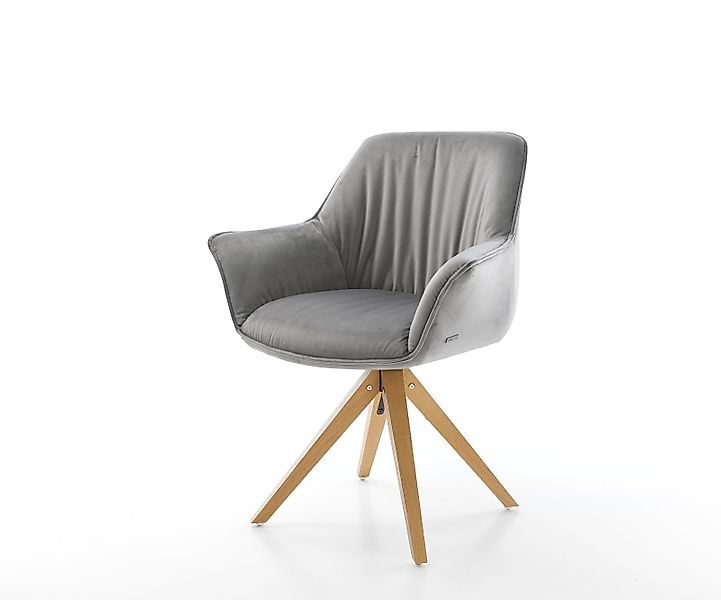 Esszimmerstuhl Keila-Flex mit Armlehnen Mikrofaser Anthrazit Vintage Holzge günstig online kaufen