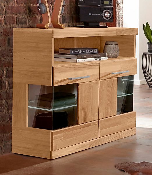 Home affaire Kommode "Ribe 85cm breit,35 cm tief, Fronten Massivholz,2 Türe günstig online kaufen