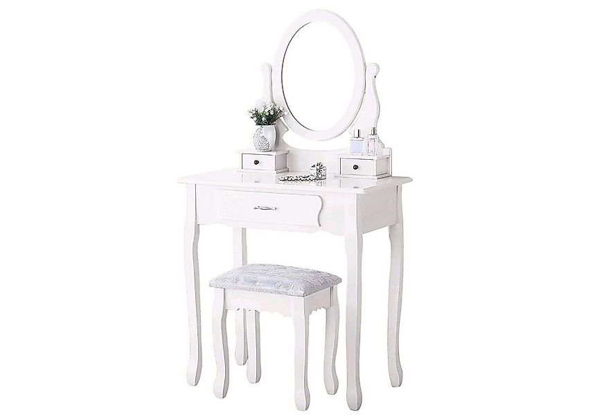 FUROKOY Schminktisch Schminktisch mit Spiegel und Gepolstertem Hocker, Weiß günstig online kaufen