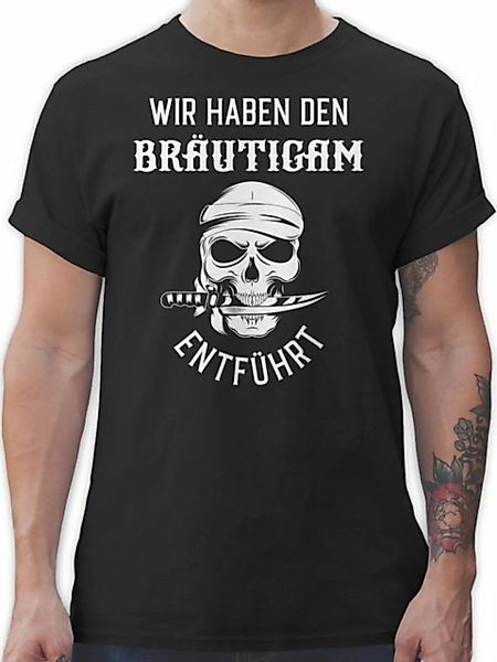 Shirtracer T-Shirt Wir haben den Bräutigam entführt Piratenkopf weiß JGA Mä günstig online kaufen