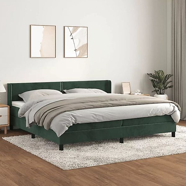 vidaXL Boxspringbett Boxspringbett mit Matratze Dunkelgrün 200x200 cm Samt günstig online kaufen