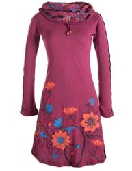 Vishes Midikleid Langärmliges Blumenkleid mit Schalkragen günstig online kaufen