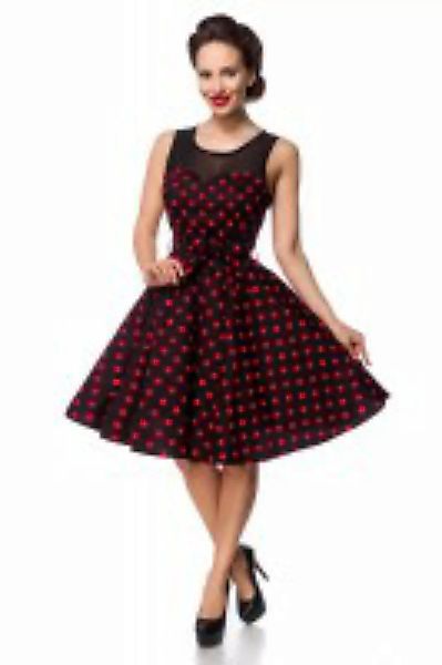 Schulterfreies Swing-Kleid mit Dots - schwarz/rot günstig online kaufen