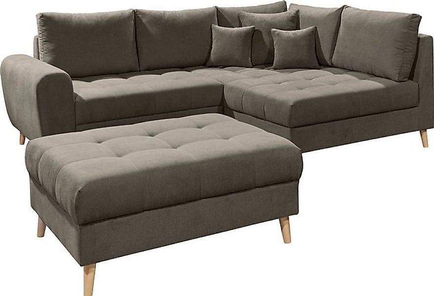 ED EXCITING DESIGN Ecksofa Alice L-Form, Set, mit Hocker, Rückenkissen, Zie günstig online kaufen