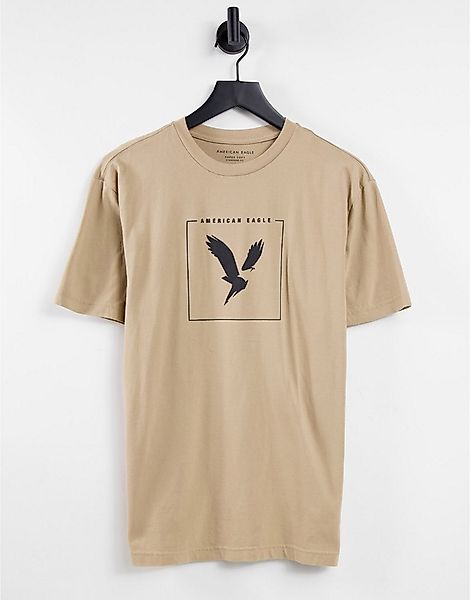 American Eagle – Core – T-Shirt in Hellbraun mit kastigem Logoprint günstig online kaufen