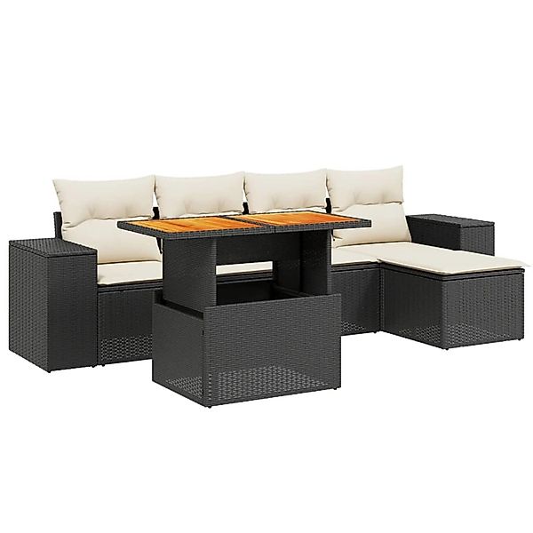 vidaXL 6-Tlg Garten-Sofagarnitur mit Kissen Schwarz Poly Rattan 3272610 günstig online kaufen