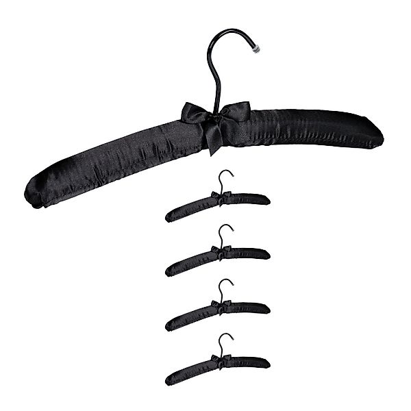 relaxdays Kleiderbügel 15x Kleiderbügel Satin schwarz günstig online kaufen