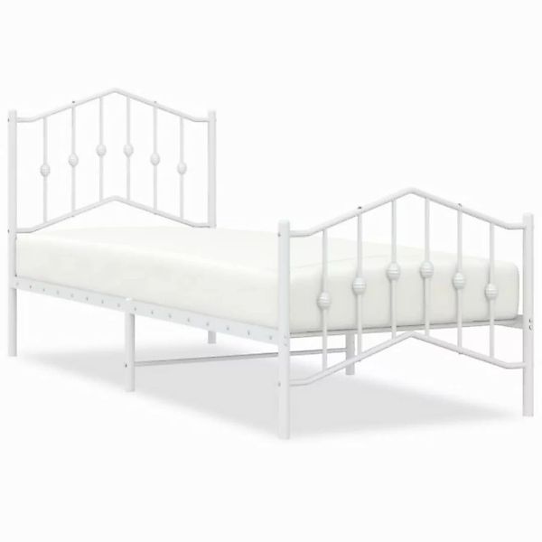 vidaXL Bett Bettgestell mit Kopf- und Fußteil Metall Weiß 90x200 cm günstig online kaufen