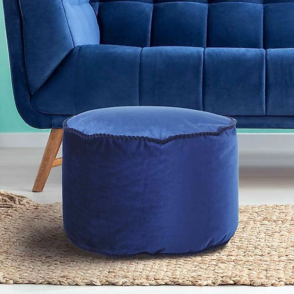 Samt Pouf in Blau Orientalischen Design günstig online kaufen