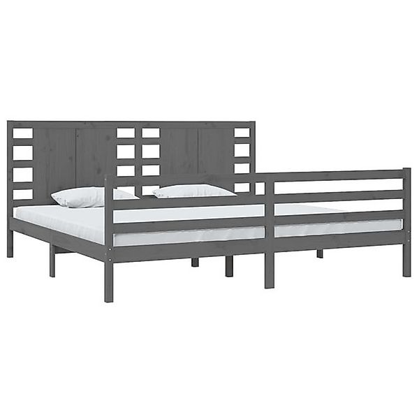 vidaXL Bett Massivholzbett Grau Kiefer 200x200 cm günstig online kaufen