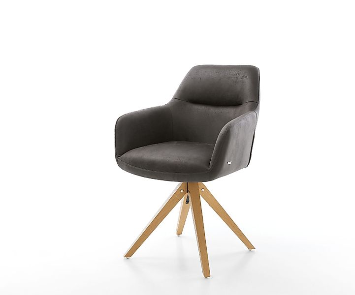 Esszimmerstuhl Pejo-Flex Mikrofaser Anthrazit Vintage Holzgestell kantig Na günstig online kaufen