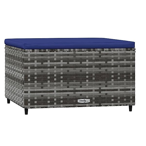 VidaXL Gartenhocker mit Kissen Grau Poly Rattan 2 günstig online kaufen