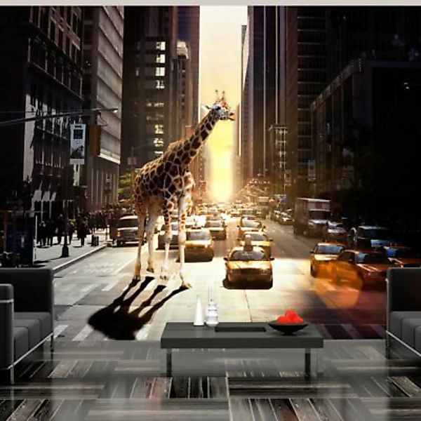 artgeist Fototapete Giraffe in einer großen Stadt mehrfarbig Gr. 350 x 270 günstig online kaufen
