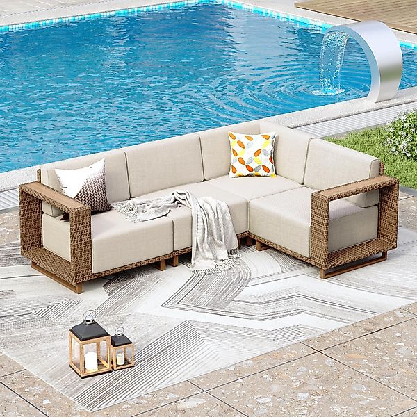 PHI VILLA Gartenlounge-Set, (Rattan Gartenmöbel Set günstig online kaufen