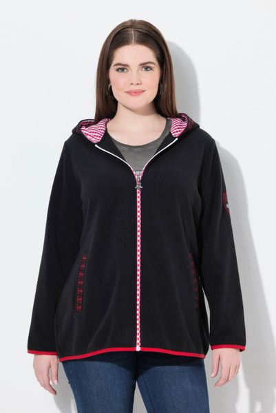 Ulla Popken Sweatjacke Trachten-Fleecejacke Kapuze Zierstickerei günstig online kaufen
